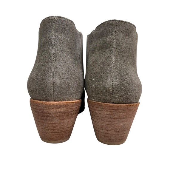 Joie Women Suede Ankle Boots Western Style Stacked Block Heel Taupe Pull On 39.5 - Picture 2 of 11